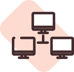 Computer connection, illustration, vector on a white background.
