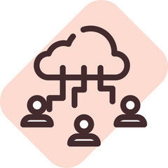 Computer team, illustration, vector on a white background.