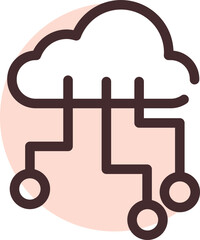 Computer server sync, illustration, vector on a white background.