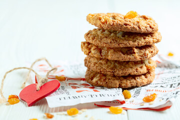 Homemade oatmeal raisin cookies.