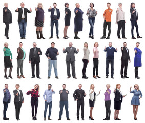 Fototapeta premium group of business people holding thumb up isolated