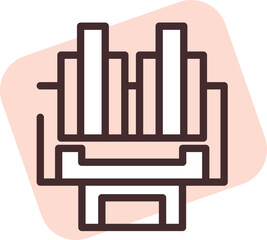 Pipe organe music, illustration, vector on a white background.