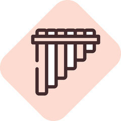 Pen flute music, illustration, vector on a white background.