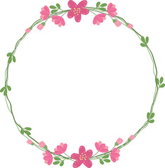 cute flat style minimal pink flower wreath frame collection for valentines day or spring