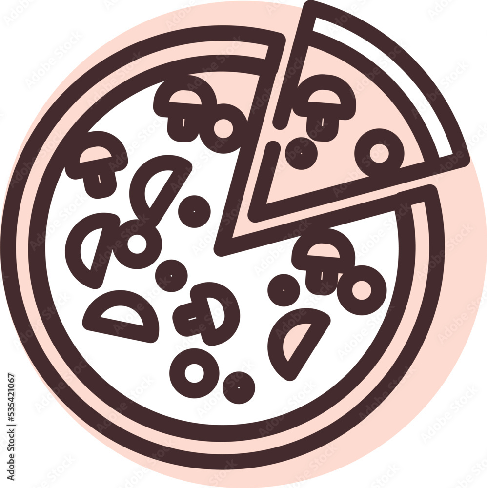 Sticker Restaurant pizza, illustration, vector on a white background.