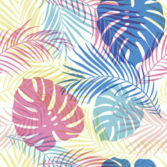 Fototapeta na wymiar Abstract Floral seamless pattern with leaves. tropical background