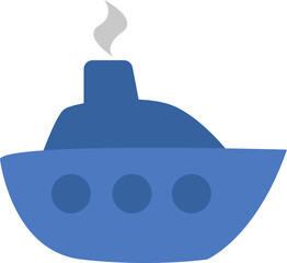 Blue ship, illustration, vector on a white background.