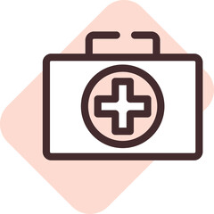 Shopping mall first aid kit, illustration, vector on a white background.