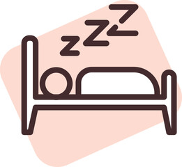 Sleeping in bed, illustration, vector on a white background.