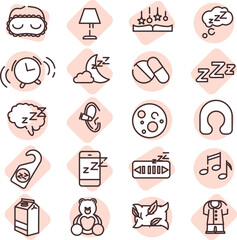 Sleep icon pack, illustration, vector on a white background.