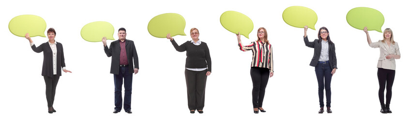 group of successful business people with comments