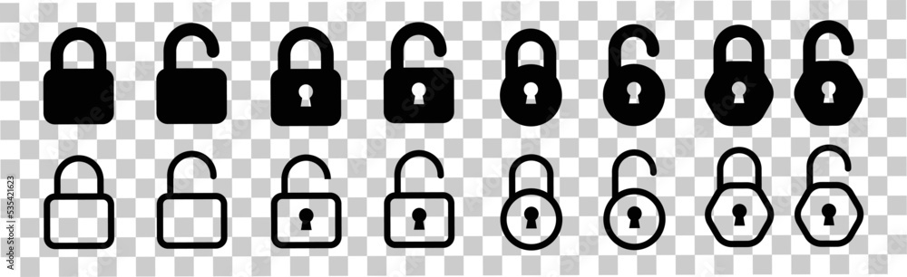 Fototapete locks icons set. locked and unlocked vector icon set. lock symbol isolated on transparent background
