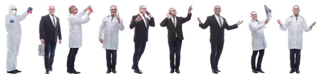 collage of a man in full growth displaying many professions and position