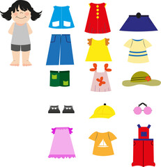 Clothes for girls, illustration, vector on a white background.