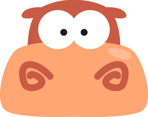 Orange hippopotamus, illustration, vector on white background.
