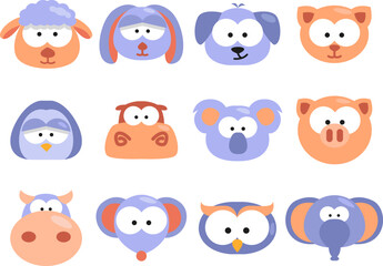 Purple and orange animals, illustration, vector on white background.