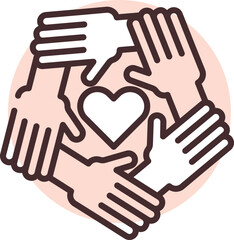 Charity and donation racial equality, illustration, vector on white background.