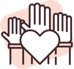 Charity and donation volunteering, illustration, vector on white background.