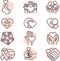 Charity and donation, illustration, vector on white background.