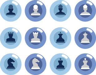 Chess figures, illustration, vector on white background.