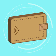 wallet 3d illustration with signal sign cashless transaction concept