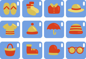 Red and yellow clothes, illustration, vector on white background.