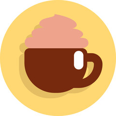 Coffee shop coffee with cream, illustration, vector on white background.