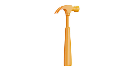 3D cartoon user interface illustration of a hammer icon on an isolated background. With studio lighting and a gradient colourful texture. 3D rendering