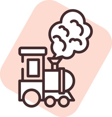 Disaster train air pollution, illustration, vector on white background.