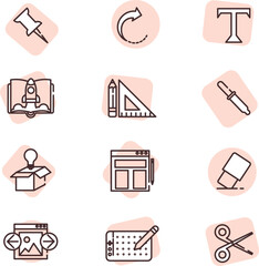 Graphic design creative tools, illustration, vector on white background.