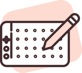 Graphic design tablet, illustration, vector on white background.