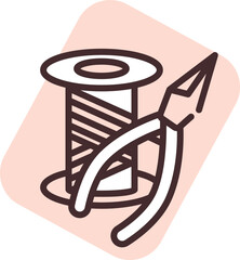 Hobby jewlry making, illustration, vector on white background.