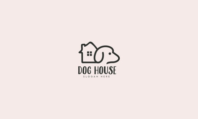 Dog House Logo vector template Linear style, Minimal Dog House Logo Template.