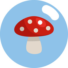 Red mushroom with white dots, illustration, vector on white background.