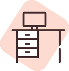 Office desk, illustration, vector on white background.