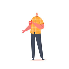 Man Drinking Coffee during Break, Male Character Relaxing at Lunch Time In Office or Home Isolated On White Background