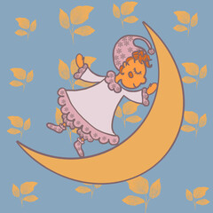 child sleeping in a stroller fairy of dreams and babies angel with a heart , fairy with a magic wand