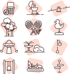 Park entertainment, illustration, vector on white background.