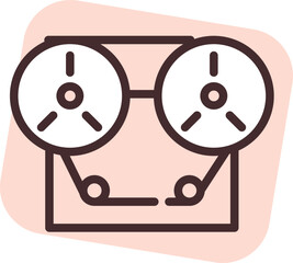Play media magnetophone, illustration, vector on white background.