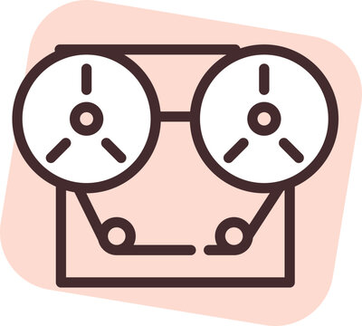Play media magnetophone, illustration, vector on white background.
