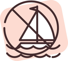 No sail at the beach and pool, illustration, vector on white background.