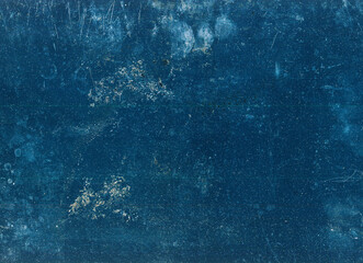 Dust scratches. Weathered overlay. Old film noise. Blue white dirt stains fingerprints texture on dark worn grunge illustration abstract background.