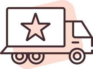 Printing truck commercial, illustration, vector on white background.