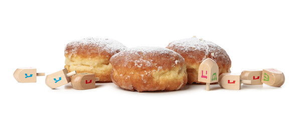 Сoncept of Jewish holiday, Hanukkah, isolated on white background