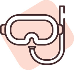 Summer diving mask, illustration, vector on white background.