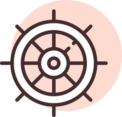 Summer ship wheel, illustration, vector on white background.