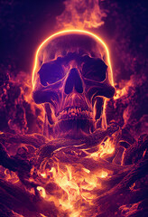 Spooky burning skull generated by ai, is not based on any real image or person