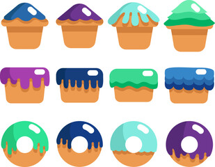 Bakery sweets, illustration, vector on white background.