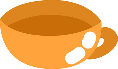 Orange tea cup, illustration, vector on white background.