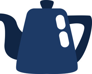 Dark blue teapot, illustration, vector on white background.